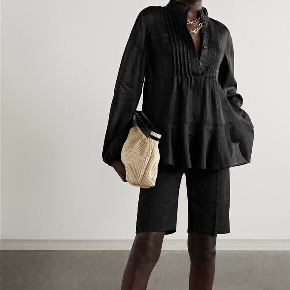 LAFAYETTE 148 Raines Ruffled Black Blouse NWOT Size Small - Picture 11 of 11